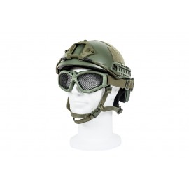 BLACK RIVER STEEL MESH GOGGLES WITH FAST HELMET CLIP OD GREEN